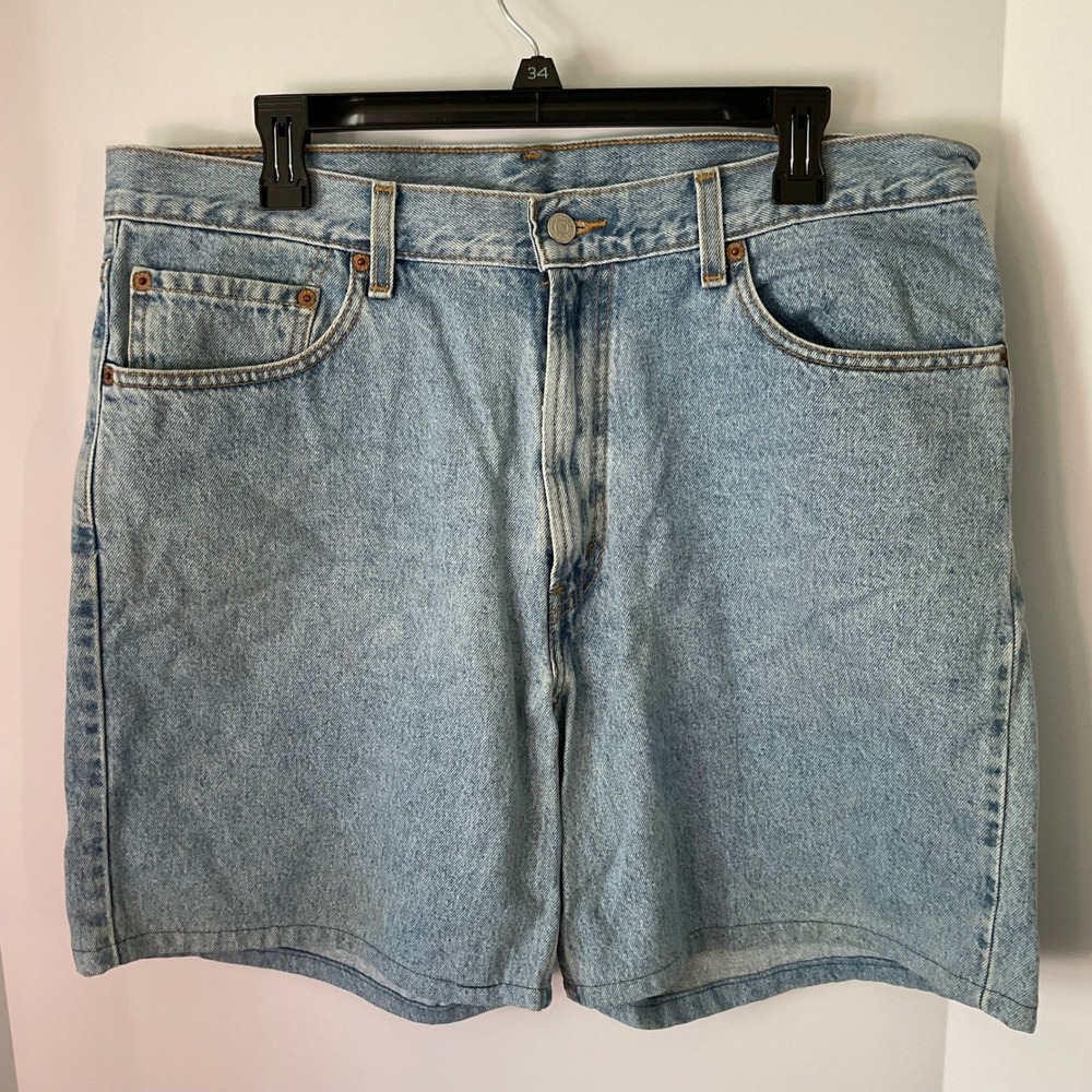 Vintage Levis 550 Relaxed Fit Denim Shorts Mens 36 Light Wash Blue High Rise 90s